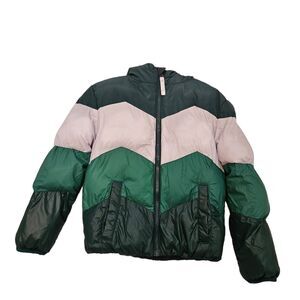 Chevron Hooded Puffer Jacket - Cat & Jack, XS, Green, Good Used Condition GUC